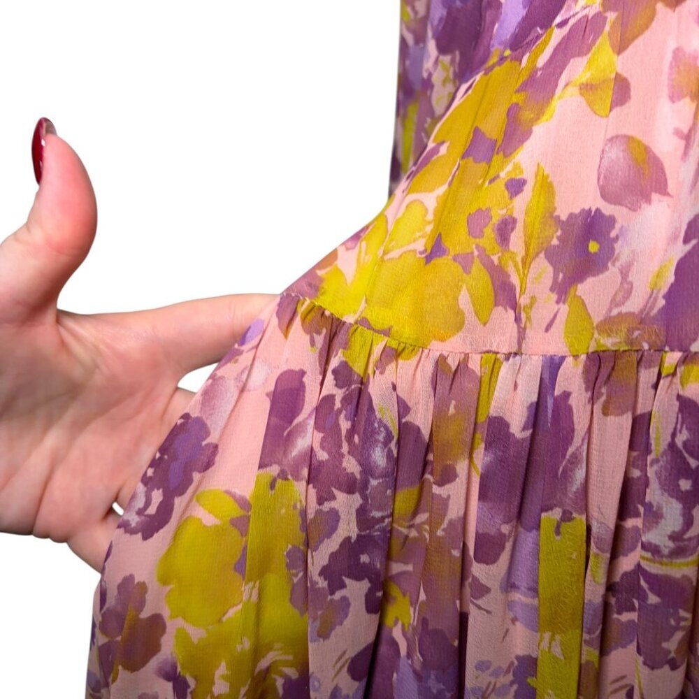 LDT Floral Goddess Open Back Maxi Gown Pink Purple Size 0 - Picture 11 of 11